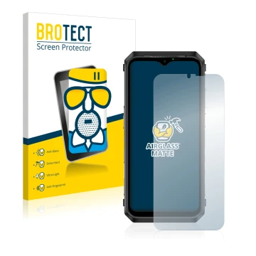 Front side of a product packaging with the brand logo BROTECT. Next to it is the device Ulefone Power Armor 18T shown with the