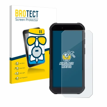 Front side of a product packaging with the brand logo BROTECT. Next to it is the device SkyCaddie SX550 shown with the corresp