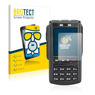 Front side of a product packaging with the brand logo BROTECT. Next to it is the device AnyTone BT-01 shown with the correspon