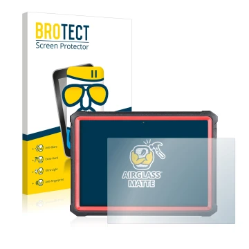 Front side of a product packaging with the brand logo BROTECT. Next to it is the device Launch X-431 PRO3S+ V2.0 shown with th