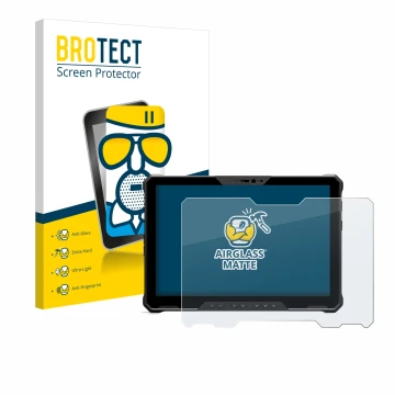 Front side of a product packaging with the brand logo BROTECT. Next to it is the device Dell Latitude 7230 Rugged Extreme show