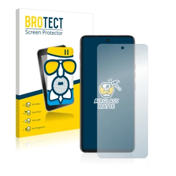 Front side of a product packaging with the brand logo BROTECT. Next to it is the device Motorola ThinkPhone shown with the cor