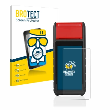 Front side of a product packaging with the brand logo BROTECT. Next to it is the device Autel MaxiBAS BT608 shown with the cor