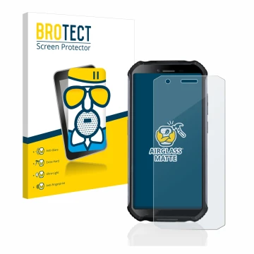 Front side of a product packaging with the brand logo BROTECT. Next to it is the device Doogee S41 shown with the correspondin