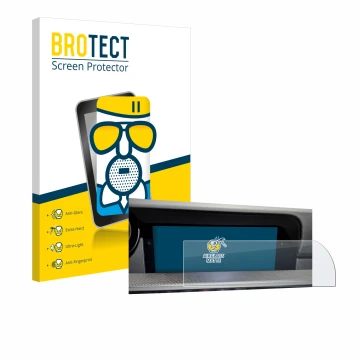 Front side of a product packaging with the brand logo BROTECT. Next to it is the device Porsche 911 Typ 992 Cabrio PCM 6.0 sho