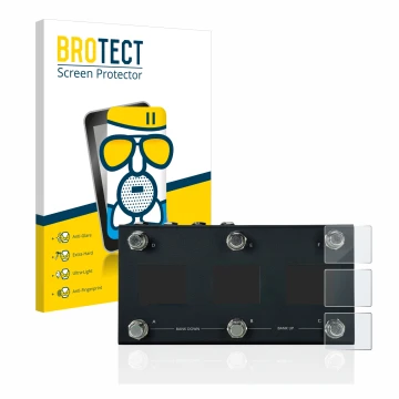 Front side of a product packaging with the brand logo BROTECT. Next to it is the device Morningstar MC6 Pro shown with the cor
