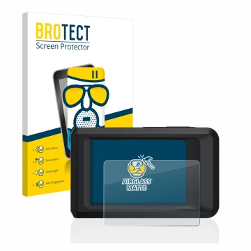 Front side of a product packaging with the brand logo BROTECT. Next to it is the device Hikmicro Pocket 2 shown with the corre