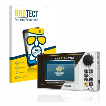 Front side of a product packaging with the brand logo BROTECT. Next to it is the device Rover TAB 5 ULTRA shown with the corre