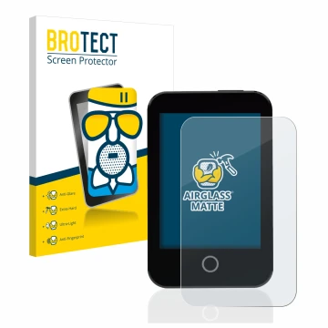 Front side of a product packaging with the brand logo BROTECT. Next to it is the device Medtrum Touchcare nano CGM shown with 