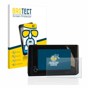 Front side of a product packaging with the brand logo BROTECT. Next to it is the device Toyota C-HR 2023 Infotainment shown wi