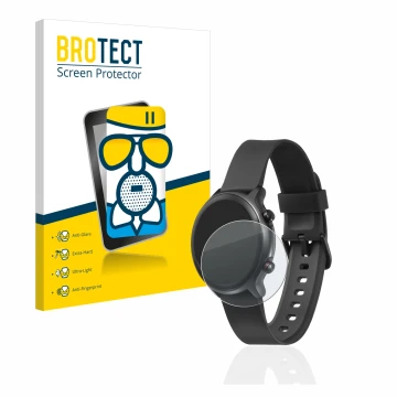 Front side of a product packaging with the brand logo BROTECT. Next to it is the device Doro Watch shown with the correspondin