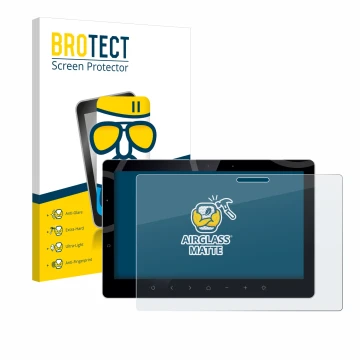 Front side of a product packaging with the brand logo BROTECT. Next to it is the device Bewatec .Tablet SF 13