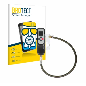 Front side of a product packaging with the brand logo BROTECT. Next to it is the device Bartec TAP 100 /200 shown with the cor