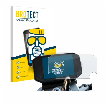 Front side of a product packaging with the brand logo BROTECT. Next to it is the device VOGE 350 AC shown with the correspondi
