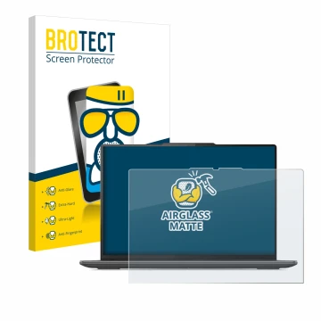 Front side of a product packaging with the brand logo BROTECT. Next to it is the device Lenovo Yoga Pro 9i Gen 8 16