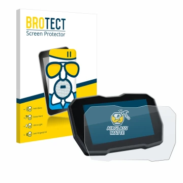 Front side of a product packaging with the brand logo BROTECT. Next to it is the device Ducati Multistrada V4 2021+ shown with