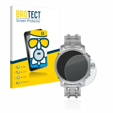 Front side of a product packaging with the brand logo BROTECT. Next to it is the device Diesel Griffed (45,5 mm) shown with th