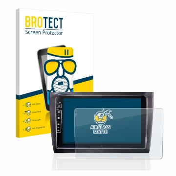 Front side of a product packaging with the brand logo BROTECT. Next to it is the device Dynavin D8-DF56 9