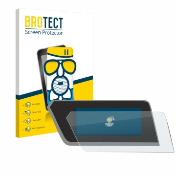 Front side of a product packaging with the brand logo BROTECT. Next to it is the device BMW 1 F40 2023 shown with the correspo