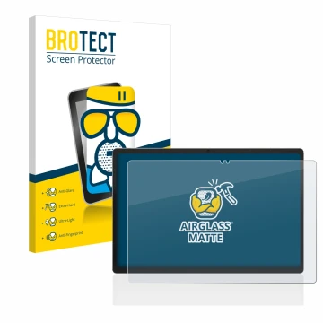 Front side of a product packaging with the brand logo BROTECT. Next to it is the device Jumper EZpad M11 shown with the corres