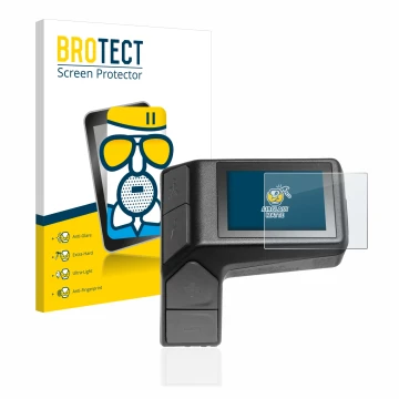 Front side of a product packaging with the brand logo BROTECT. Next to it is the device Giant Ridecontrol Dash 2 in 1 shown wi