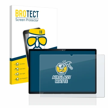 Front side of a product packaging with the brand logo BROTECT. Next to it is the device Mediacom SmartPad Azimut 3 Lite 4G sho