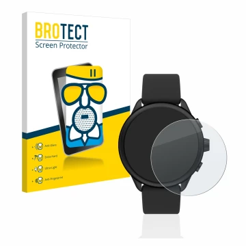 Front side of a product packaging with the brand logo BROTECT. Next to it is the device Fossil Smartwatch Wellness (Gen 6) Hyb