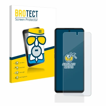 Front side of a product packaging with the brand logo BROTECT. Next to it is the device Oppo A98 5G shown with the correspondi