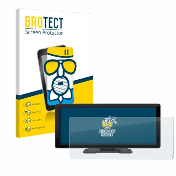 Front side of a product packaging with the brand logo BROTECT. Next to it is the device Carpuride W103 10.3