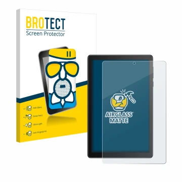 Front side of a product packaging with the brand logo BROTECT. Next to it is the device TCL Tab 8V shown with the correspondin