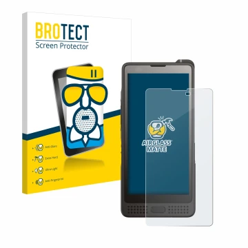 Front side of a product packaging with the brand logo BROTECT. Next to it is the device Sonim XP10 shown with the correspondin