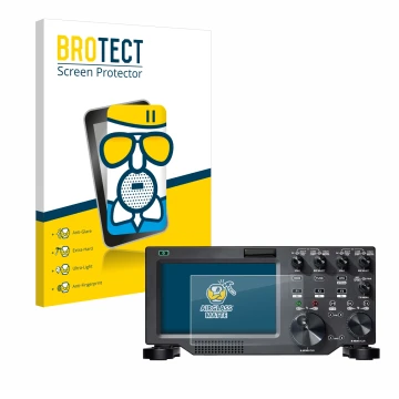 Front side of a product packaging with the brand logo BROTECT. Next to it is the device FlexRadio Maestro FLEX-6000 shown with