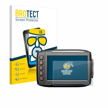 Front side of a product packaging with the brand logo BROTECT. Next to it is the device Blueskysea DV999 shown with the corres