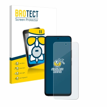 Front side of a product packaging with the brand logo BROTECT. Next to it is the device Xiaomi Redmi 12 shown with the corresp