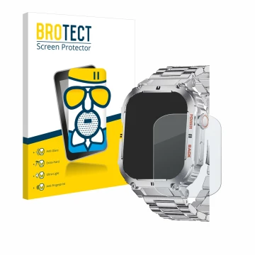 Front side of a product packaging with the brand logo BROTECT. Next to it is the device LIGE K-57 1.96