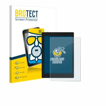 Front side of a product packaging with the brand logo BROTECT. Next to it is the device Boox Tab Mini C shown with the corresp