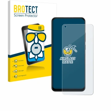 Front side of a product packaging with the brand logo BROTECT. Next to it is the device Oppo A78 4G shown with the correspondi