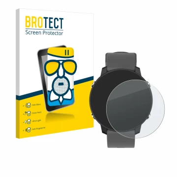 Front side of a product packaging with the brand logo BROTECT. Next to it is the device Shot Scope G5 GPS Watch shown with the