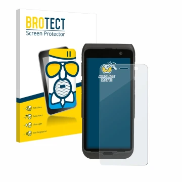 Front side of a product packaging with the brand logo BROTECT. Next to it is the device Honeywell CT47 shown with the correspo