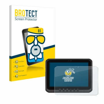 Front side of a product packaging with the brand logo BROTECT. Next to it is the device Zebra ET60 shown with the correspondin