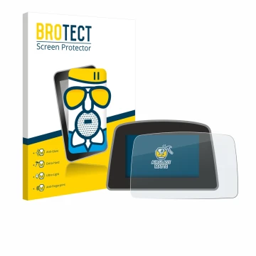 Front side of a product packaging with the brand logo BROTECT. Next to it is the device PowaKaddy C2i shown with the correspon