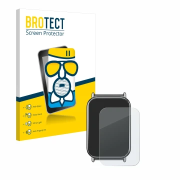 Front side of a product packaging with the brand logo BROTECT. Next to it is the device Xiaomi Mi Band 8 Pro shown with the co