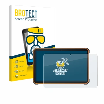 Front side of a product packaging with the brand logo BROTECT. Next to it is the device Blackview Active 8 Pro 10.36