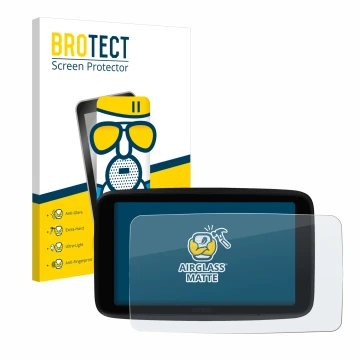 Front side of a product packaging with the brand logo BROTECT. Next to it is the device TomTom GO Superior 6