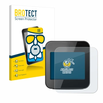 Front side of a product packaging with the brand logo BROTECT. Next to it is the device Cycplus GPS G1 shown with the correspo