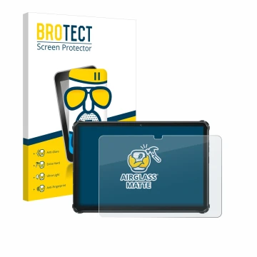 Front side of a product packaging with the brand logo BROTECT. Next to it is the device Oukitel RT7 Titan shown with the corre