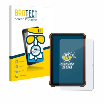 Front side of a product packaging with the brand logo BROTECT. Next to it is the device Blackview Active 6 shown with the corr
