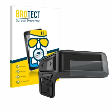 Front side of a product packaging with the brand logo BROTECT. Next to it is the device Bosch Purion 200 shown with the corres