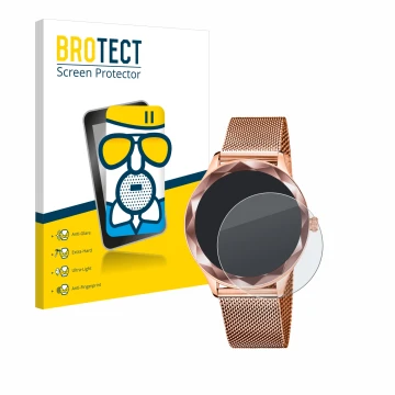 Front side of a product packaging with the brand logo BROTECT. Next to it is the device Lotus SMARTIME 50036/1 shown with the 