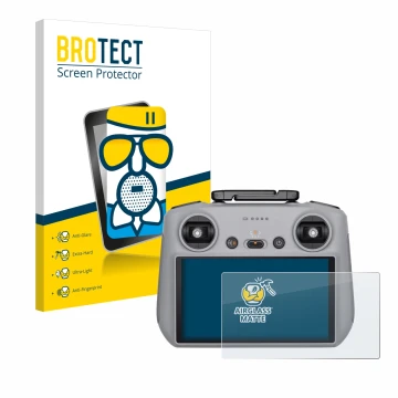 Front side of a product packaging with the brand logo BROTECT. Next to it is the device DJI RC 2 shown with the corresponding 